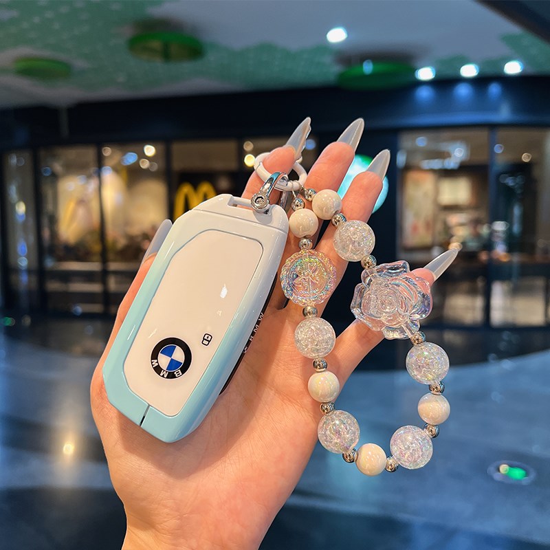 适用24款宝马5系x1/x5/x6/x7钥匙套23新7系740车735Li壳扣包渐变