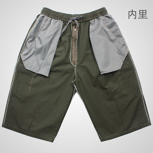 纯棉夏装短裤七分裤男松紧腰休闲中裤中老年男士全棉宽松大码马裤