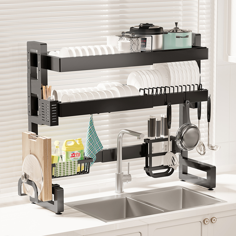 厨房水槽置物架台面洗碗架碗盘沥水架水池上多功能放碗碟架收纳层