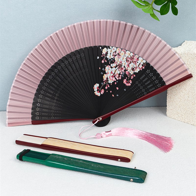 古风喷绘樱花女扇汉服旗袍舞蹈扇拍摄道具夏季日用中国古风扇子