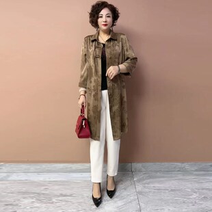 流苏盘扣衬衫 时尚 牡丹花中长款 妈妈大码 外套 2024夏季 真丝开衫 新款