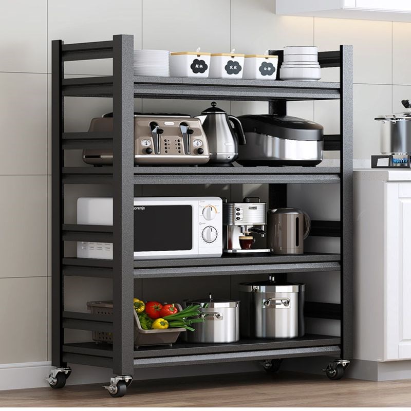 带围栏厨房置物架落地收纳架储物架多功能架子家用置物用品轮子