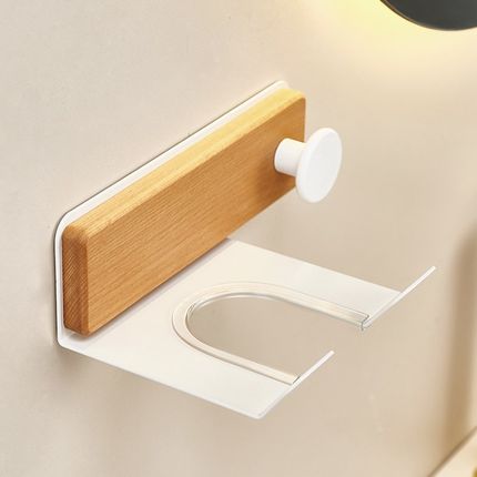 吹风机置物架免打孔卫生间电吹风支架镜前浴室风筒挂架收纳原木风