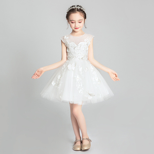 小女孩公主裙蓬蓬纱女童花童婚纱高贵儿童主持人洋气晚礼服白纱裙