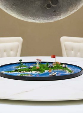 大圆桌中间转盘摆花餐桌转盘中间装饰包厢圆桌景观桌面摆花装饰