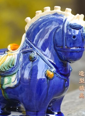 博物馆奇妙物唐三彩小萌马呆萌手工陶瓷工艺西安洛阳创意礼品摆件