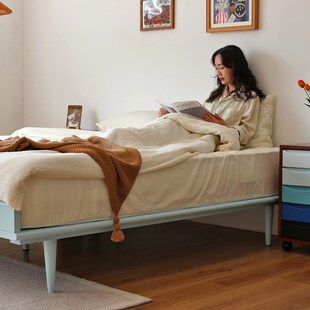 号角屋 尼尔森床北欧简约无床头樱桃木实木小户型1.8米双人床