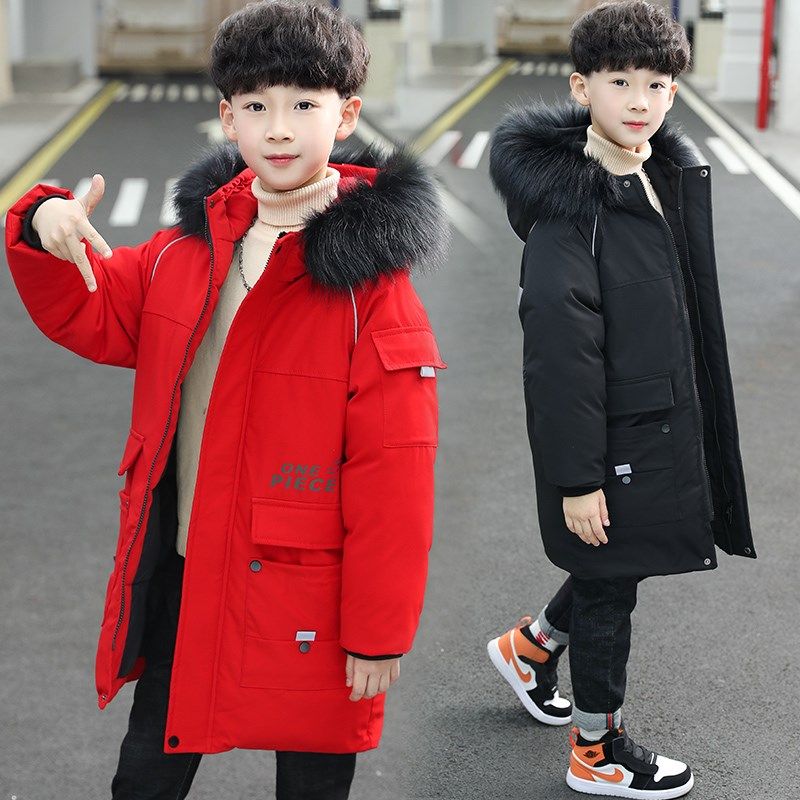 男童棉衣加厚冬季2025新款洋气12岁中大童中长款棉服羽绒棉冬装