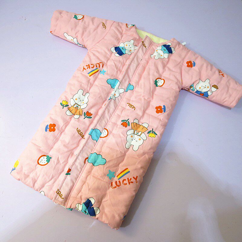 儿童纯棉花手工睡袍秋冬季加厚款宝宝睡袋纯棉质中大童小孩家居服