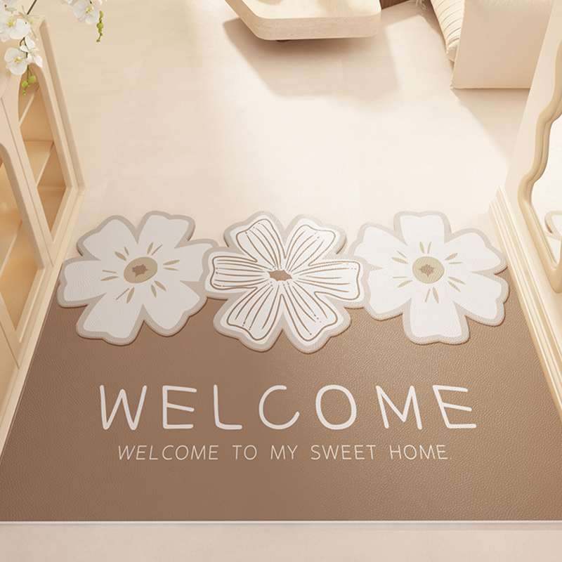奶油风花朵入户门地垫2024新款可擦免洗pvc脚垫门垫进门门口地毯