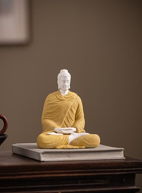 陶瓷释迦牟尼佛佛像家用释迦摩尼佛摆件瓷如来佛祖禅意家居装饰灯