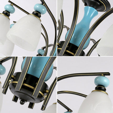 美式乡村田园陶瓷客厅吊灯铁艺简约卧室大厅别墅北欧式风格创意灯