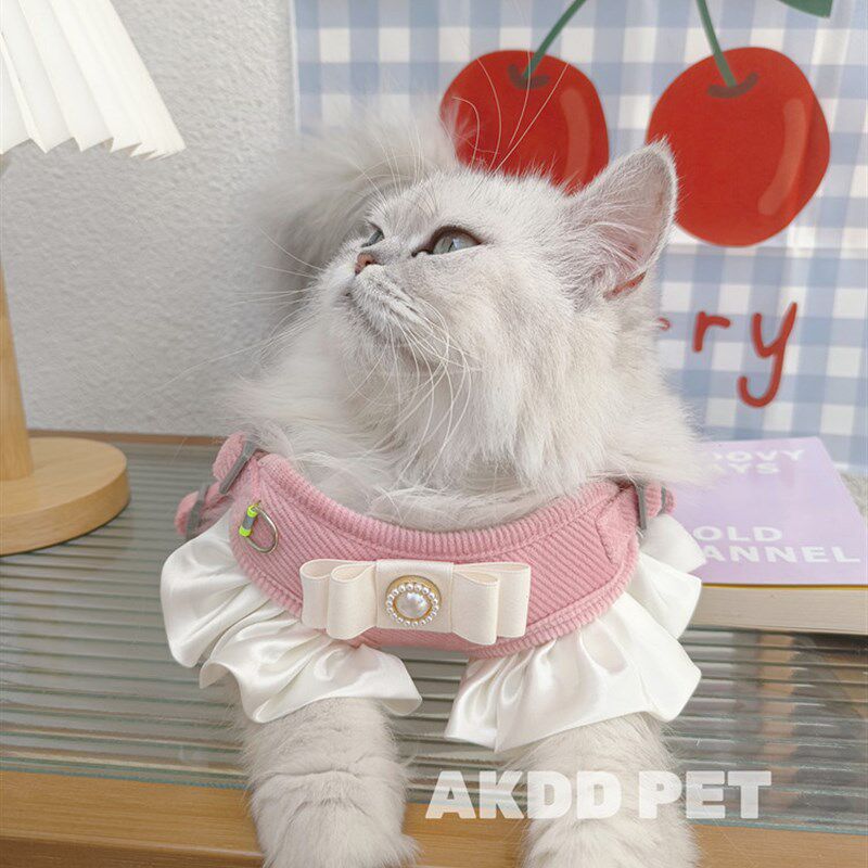 宠物猫咪狗狗中小型犬背心式胸背带牵引绳遛狗遛猫绳秋冬牵引衣服