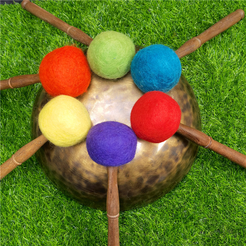 尼泊尔手工满月钵佛音碗敲棒羊毛毡音钵锤西藏颂钵槌专业音疗钵棒