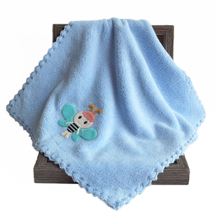 5条装30花边珊瑚绒方巾 加厚吸水手帕卸妆擦脸巾儿童方形毛巾