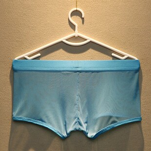 青年U凸性感透气潮平角裤 男士 四角内裤 网纱透明网眼短裤 衩 裤