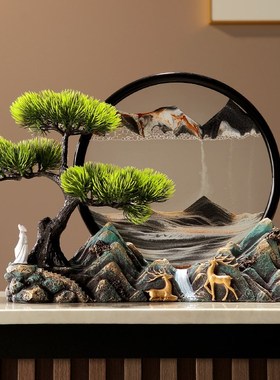 新中式创意解压办公室酒柜电视柜玄关流沙画摆件沙漏摆设乔迁礼物