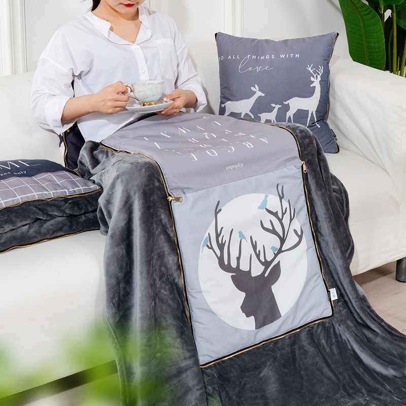 北欧抱枕被子两用汽车抱枕办公室沙发靠枕午睡被子空调毯抱枕毯子