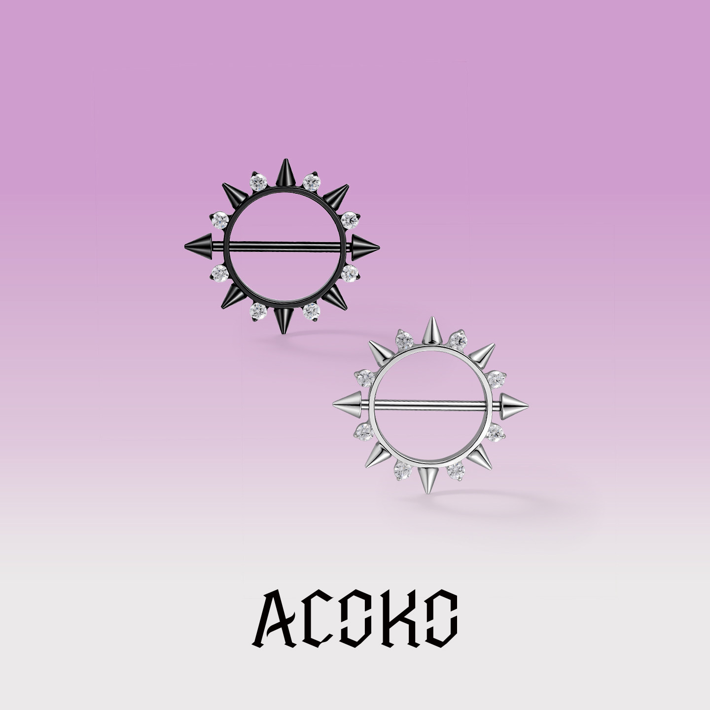 ACOKO艾酷克时尚饰品 植入级防过敏乳钉乳环欧美风钛合金首饰