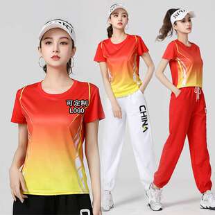 新款夏季速干T恤广告衫运动休闲T恤团队旅游演出服跑步运动男女通