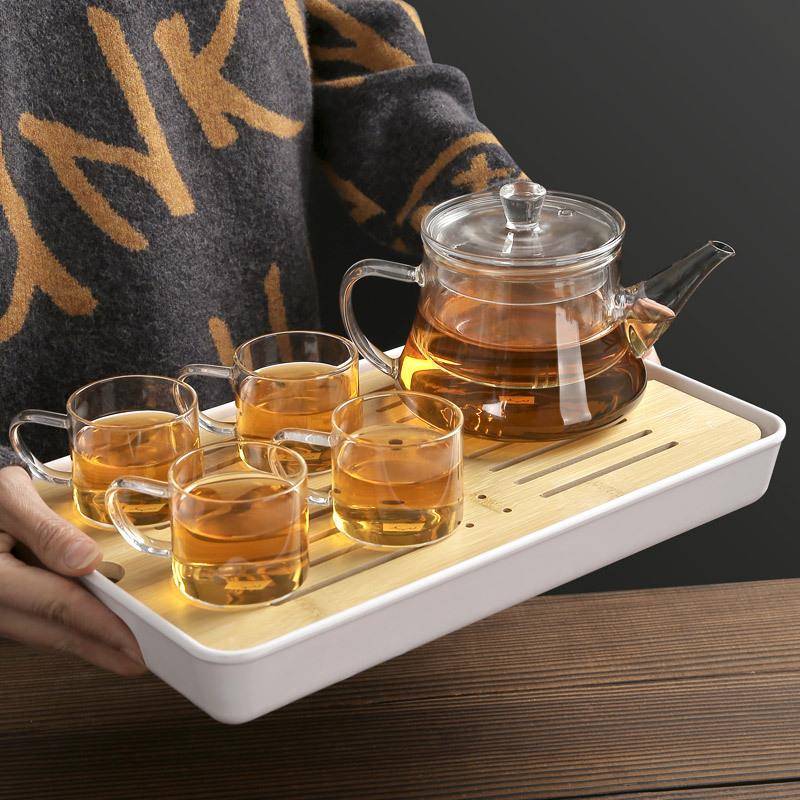 明尚德玻璃茶壶茶具套装功夫泡茶壶茶杯玻璃杯茶盘耐热盒装