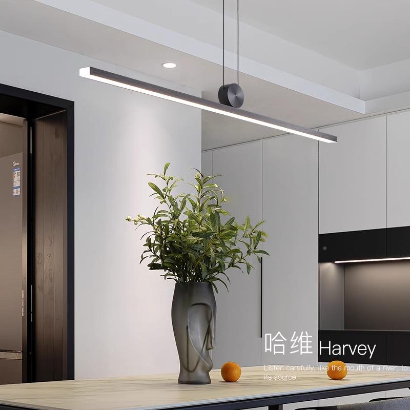 极简字餐厅吊现代简约大气式轻奢设灯一计师吧台岛台长条灯意具