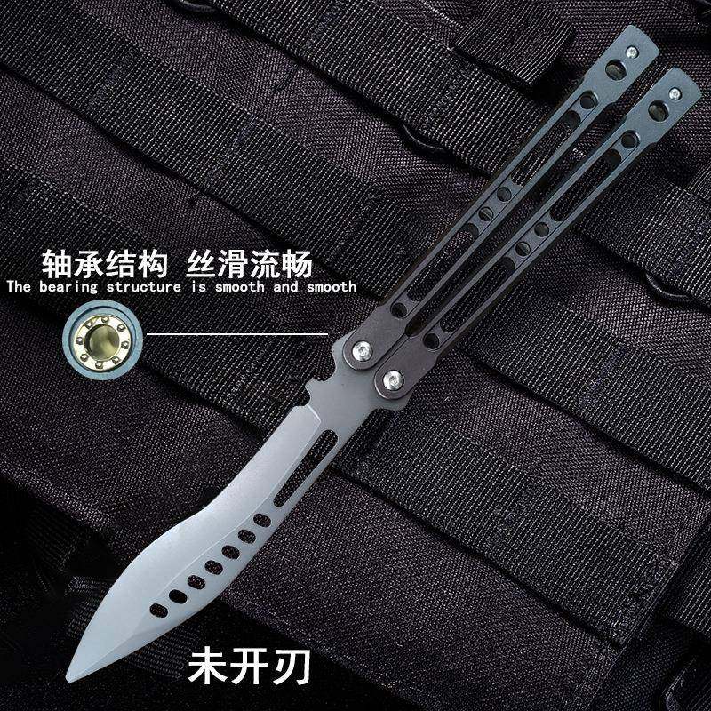 狂风方格铝金CN合C数控蝴蝶未刃花式蝴练蝶训练甩刀折叠cs开go周