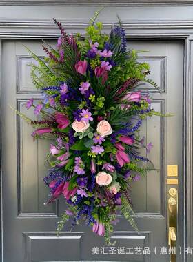 春季紫金紫色郁金香花环赃物郁金春香风信子绣球花多彩夏花环郁家