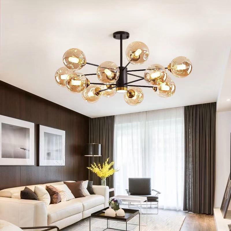 灯202AL00861款年新简约现代北欧轻客奢魔厅豆吊灯大气分子餐厅卧