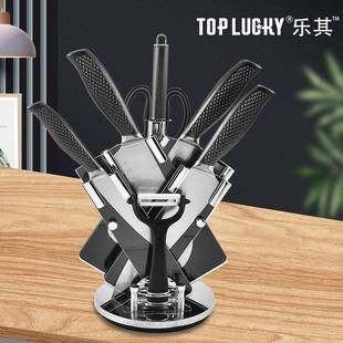 新款 不锈钢锋利菜刀刀斩切刀544亚克带力座厨房刀具8套 刀件具套装