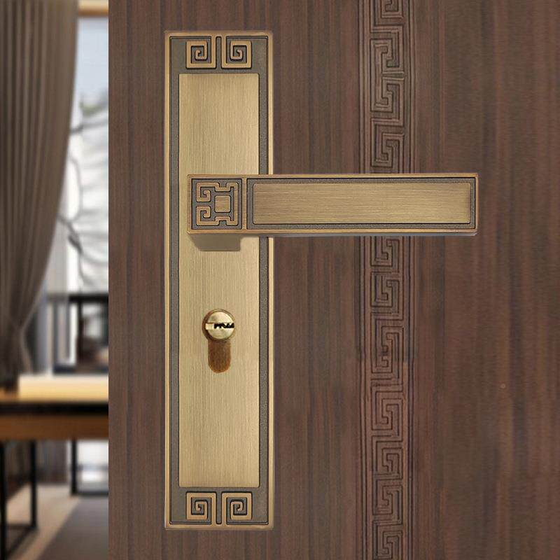 免改新式3102可调门锁静磁吸音孔锁卧室房间中实木门锁可调黄古铜