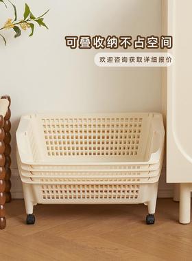 立地带轮镂空纳筐纳收TB-2365篮厨房卫浴收大容量可叠加奢轻复古