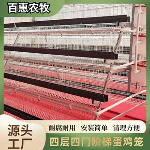 养殖场用层叠式 笼UND鸡备阶 四层四门养蛋鸡笼设备镀锌多设层梯式
