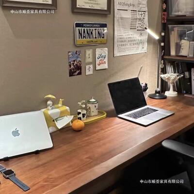 实木双dnz00258人台式电脑桌木家用办公桌大台长书约桌工作原风简
