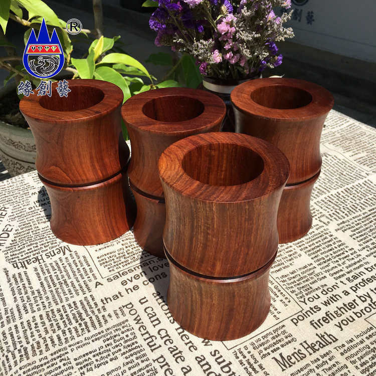 红木笔筒缅甸花梨大果收纳茶桌整紫檀节节罐圆形插笔木料高办公桌