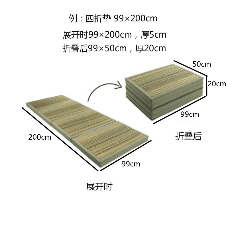 可折叠可收纳手拎式榻榻米日式加厚地铺睡垫超厚蔺草席午睡地垫