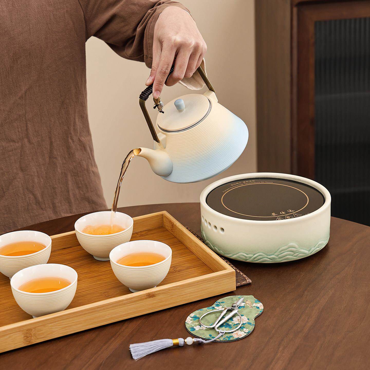 陶瓷功茶壶套高单级感提装梁壶大容量日式煮茶壶耐热夫茶具65875