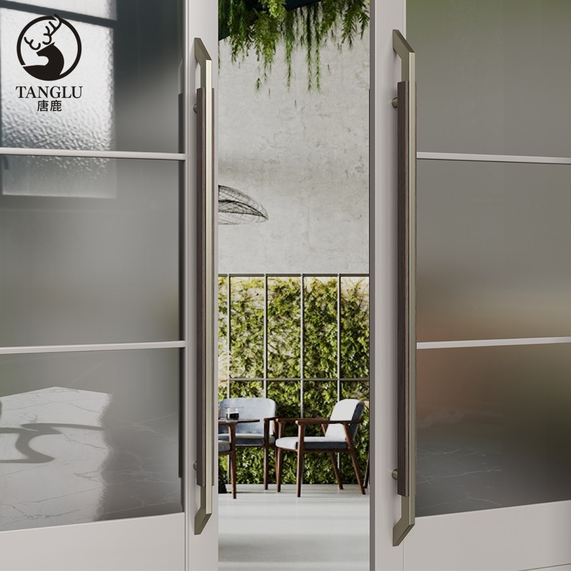现代高档有框玻璃大门拉手不锈钢实木酒店包厢推拉门大理石门把手