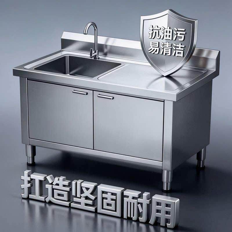 不锈钢作水房槽台ZR-002面一体柜厨橱柜洗菜盆大水池工用台商家用