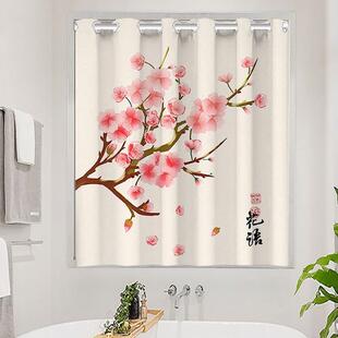 小窗户遮挡帘卫生间厕所浴室短窗帘出租房遮光免打孔布帘子魔术贴