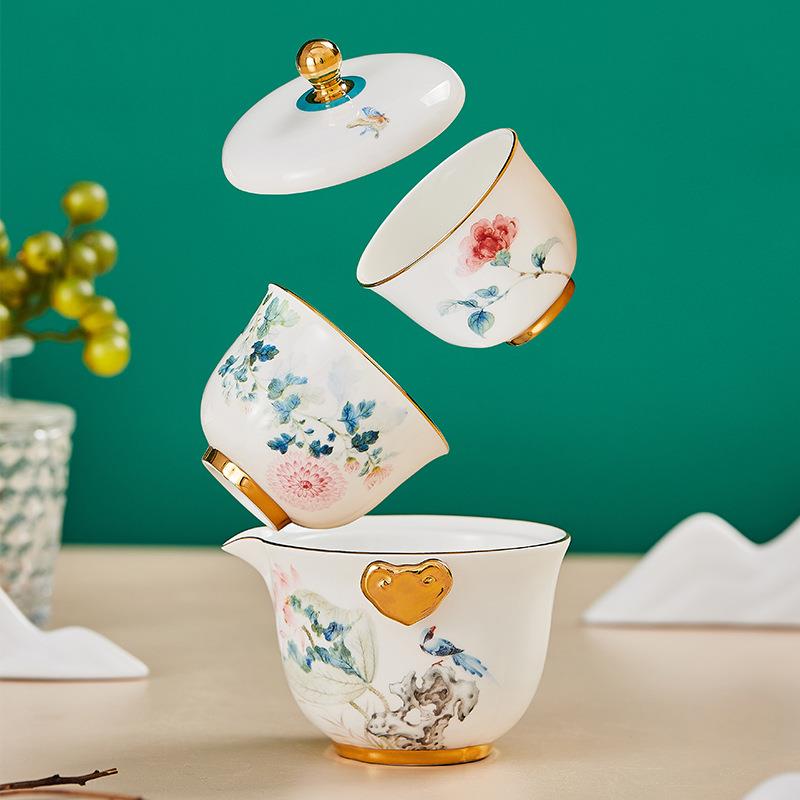 旅行茶具套装简约户外便携式骨瓷快客杯一壶二杯办公室功夫泡茶壶