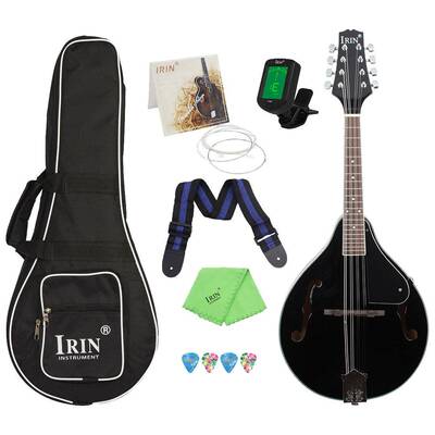 黑色曼陀铃琴藏族西洋乐器曼陀铃椴木面板八弦琴曼陀林吉他套装