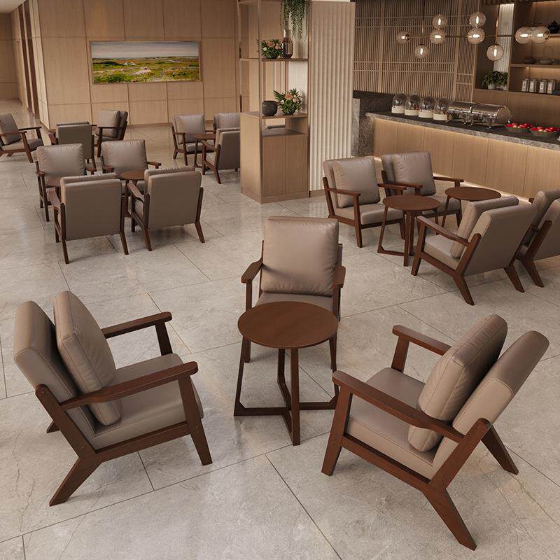 实木餐厅沙发创意家具咖啡馆艺术感简约酒吧舒适优雅成套桌椅组合