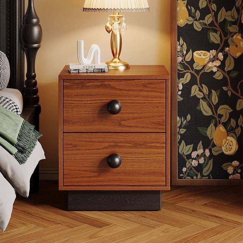 中古风实木床头柜家用卧室复古储物柜小型简约床边收纳柜2025新款