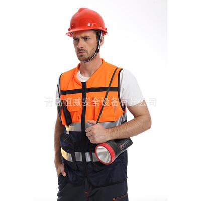 安大叔A516Q多口袋反光背心拼色反光马甲荧光橙80107