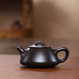 精美130cc斗茶小容量茶壶纯手工宜兴黑朱泥功夫泡茶壶子冶石瓢壶
