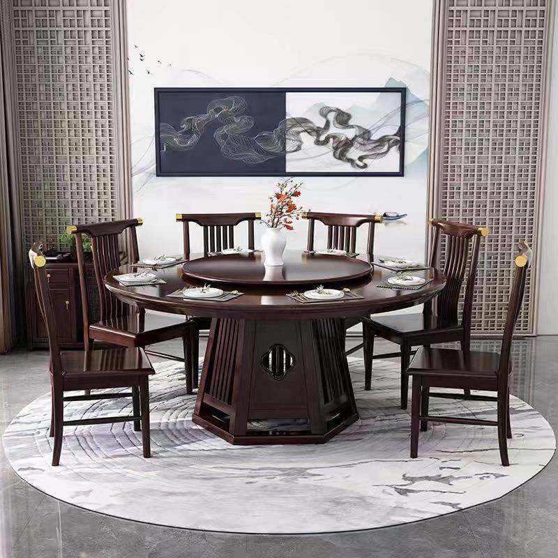 新中式橡胶木实木餐桌简约轻奢家用桌椅组合转盘圆桌现代高端饭桌,3C数码配件,其它配件,淘宝优惠券,粉丝福利购,淘宝优惠卷