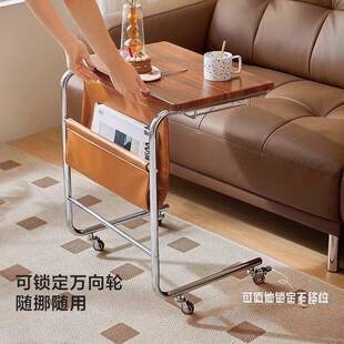复古风可移动茶旁客厅边几简无品牌/约沙发置架家用物带轮角几床
