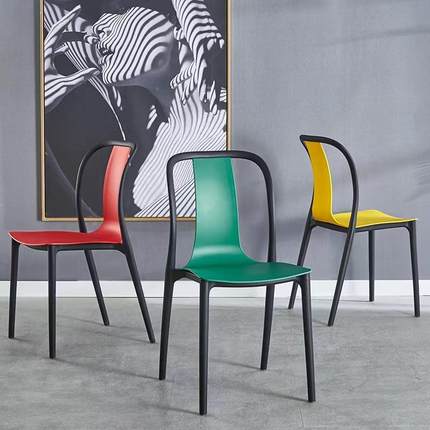 用加厚易叠放创意靠背椅现厅代简约餐椅北欧餐家休闲塑料0032椅子