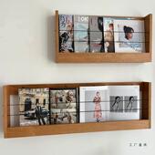 实木墙上壁挂杂志架985挂墙置物架报约书绘本展示架胶唱片收黑纳